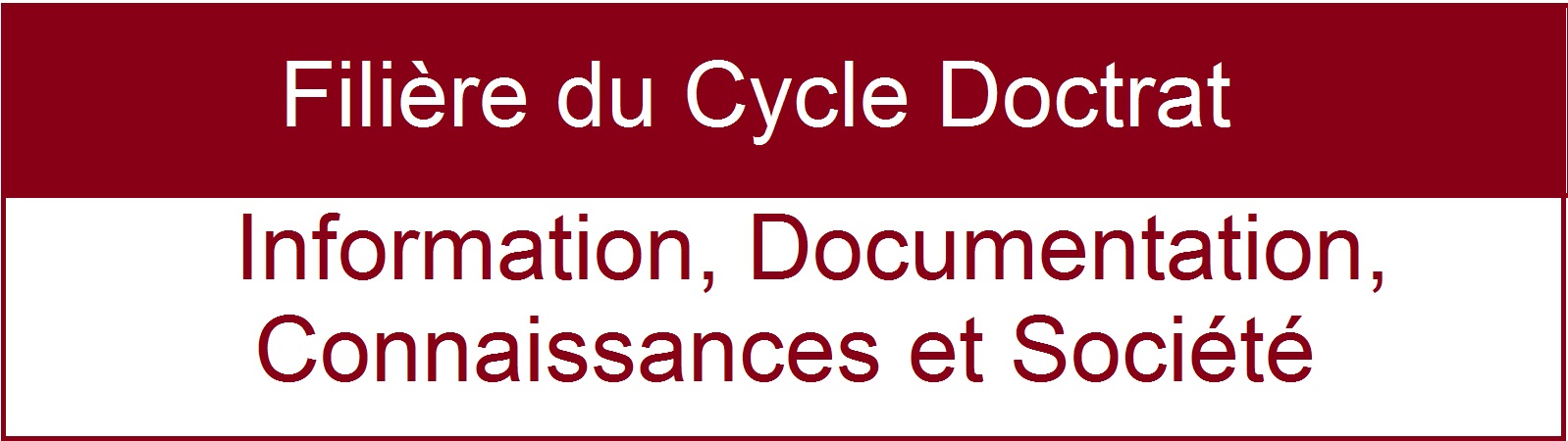 Filière du Cycle de Doctorat: INFORMATION, DOCUMENTATION, CONNAISSANCES ET SOCIÉTÉ