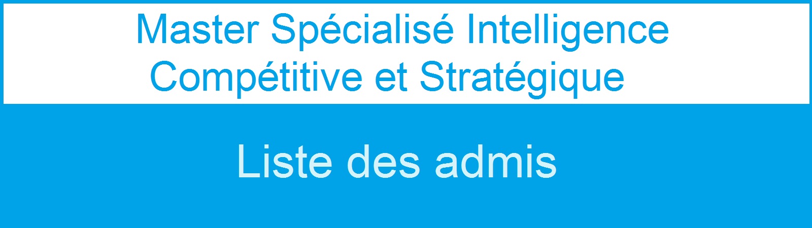 Master Spécialisé Intelligence Compétitive et Stratégique : liste des admis