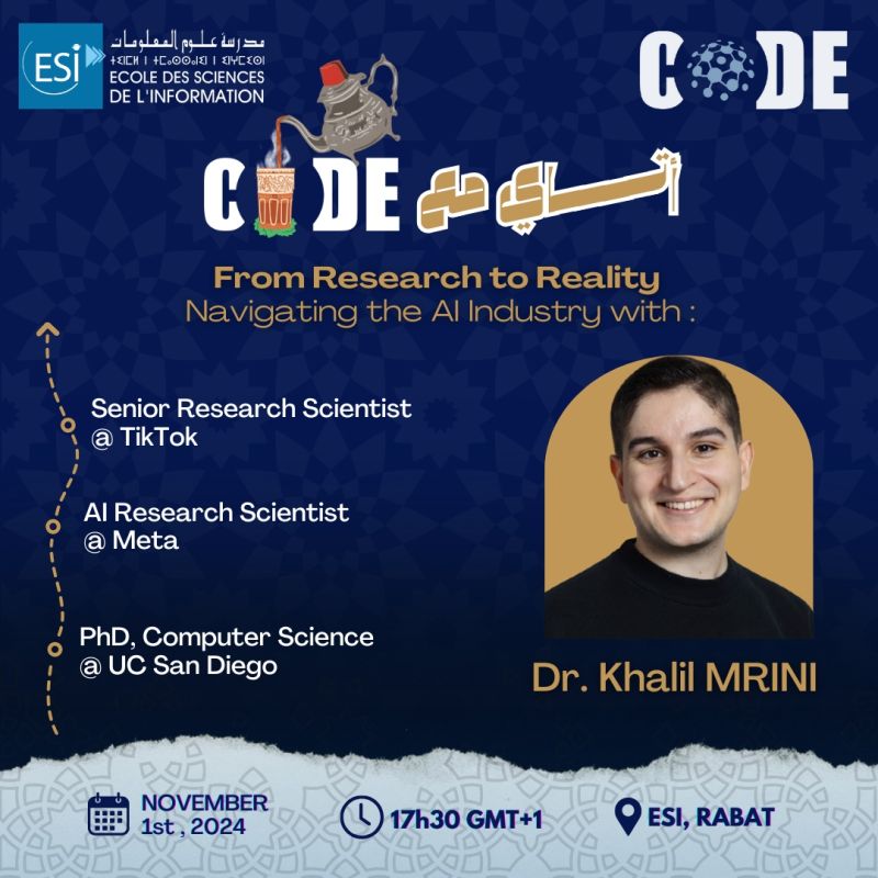 Atay m3a Code! Dr Khalil Mrini, an NLP & Generative AI expert and Senior Research Scientist at TikTok.